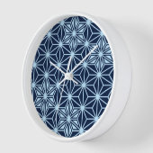 Japanese Asanoha pattern - indigo blue Wanduhr (Winkel)