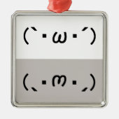 Japanese ASCII Art「シャキーン」&「ショボーン」 Silbernes Ornament (Vorne)