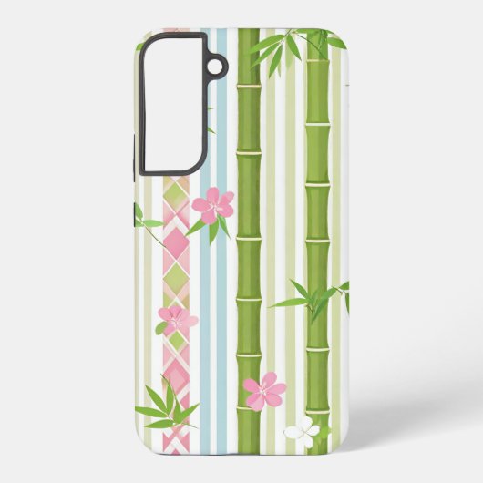 Japanese Bamboo and Floral Stripe Pattern Samsung Galaxy Hülle (Rückseite)
