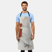 Japanese Bantam Rooster Kono Bairei Watercolor Schürze (Getragen)