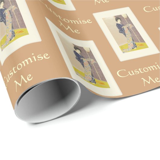 Japanese Beauty in Summer Kimono Geschenkpapier (Rolleneckpunkt)