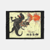 Japanese Black Cat On Trex Funny Ukiyo-e Boys Kids Fleecedecke (Vorderseite (Horizontal))