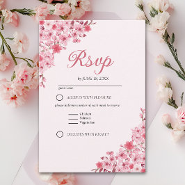 Japanese Blossom Wedding – Pink Floral RSVP Karte
