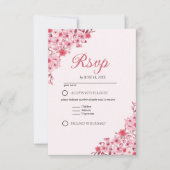 Japanese Blossom Wedding – Pink Floral RSVP Karte (Vorderseite)