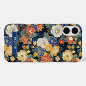 Japanese Blue Floral Pattern Monogrammed Case-Mate iPhone Hülle (Rückseite (Horizontal))