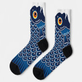 Japanese Blue Koinobori Carp Streamer Socken (Linkes Detail)