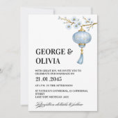 Japanese Blue Lantern Wedding Einladung (Vorderseite)