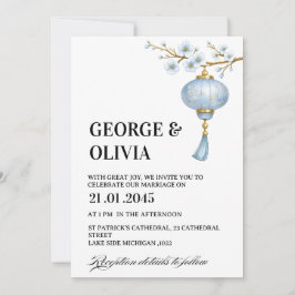 Japanese Blue Lantern Wedding Einladung