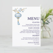 Japanese Blue Lantern Wedding Menu Card Menükarte (Stehend Vorderseite)