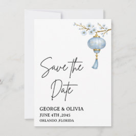 Japanese Blue Lantern Wedding Save the Date Card