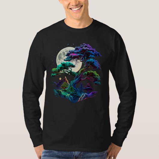 Japanese Bonkei Miniature tree on Bonsai Tree Moon T-Shirt (Vorderseite)