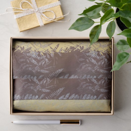 Japanese Botanical Minimal Leaves Soft Gold Light Seidenpapier (Geschenk)