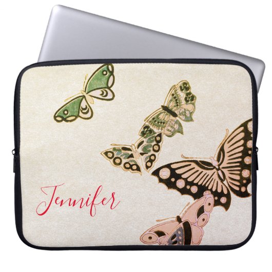JAPANESE BUTTERFLIES INDIVIDUELLE NAME NEOPRENE FA LAPTOPSCHUTZHÜLLE (Vorderseite)