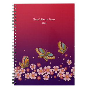 Japanese Butterflies Sakura Blossoms Personalized Notizblock