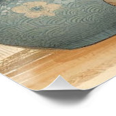 Japanese calico cat and flower poster (Ecke)