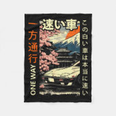 Japanese Car Mountains One Way Ukiyo-e Art Men Wom Fleecedecke (Vorderseite)