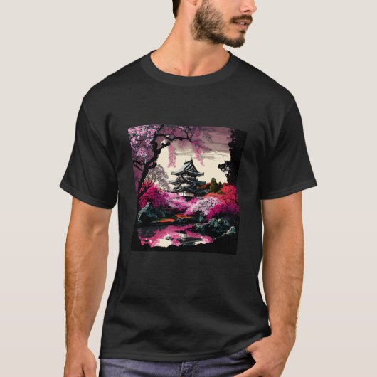 Japanese Castle in a forest of cherry blossoms pai T-Shirt (Vorderseite)