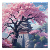 Japanese Castle in Cherry Blossom Spring – Elegant Poster (Vorderseite)