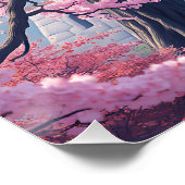 Japanese Castle in Cherry Blossom Spring – Elegant Poster (Ecke)