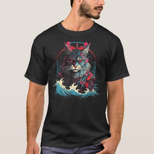 Japanese Cat Cyberpunk Cats T-Shirt (Vorderseite)