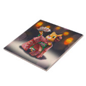 Japanese cat dancer in traditional costume fliese (Seite)