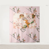 JAPANESE CHERRY BLOSSOM AND OWL Tapestry Wandteppich (Vorderseite)