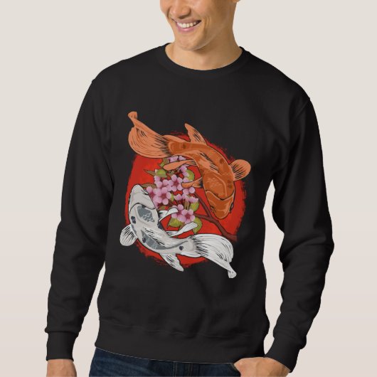 Japanese Cherry Blossom Tree Koi Fish Yin Yang Men Sweatshirt (Vorderseite)
