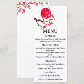 Japanese cherry blossom wedding menu menükarte (Vorne/Hinten)
