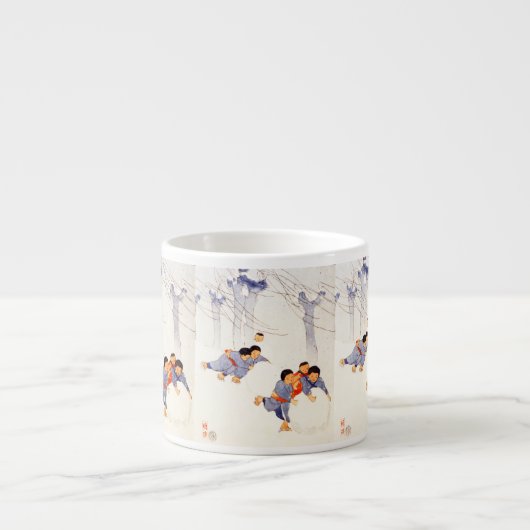 Japanese children rolling large snow balls   espressotasse (Vorderseite)