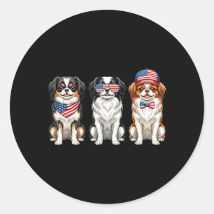 Japanese Chin 4. Juli Amerikanische Flagge Hund Runder Aufkleber
