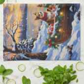 Japanese Chin Christmas Boat Holiday Geschirrtuch (Gefaltet)