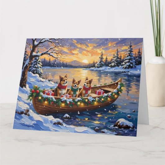 Japanese Chin Christmas Boat Holiday Karte (Vorderseite)