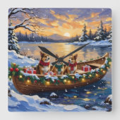 Japanese Chin Christmas Boat Holiday Quadratische Wanduhr (Vorderseite)