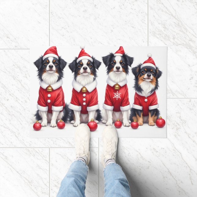 Japanese Chin Christmas Dress Santa Hat Fußmatte (Indoor)
