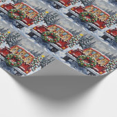 Japanese Chin Christmas Red Truck Holiday Geschenkpapier (Ecke)