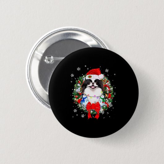Japanese Chin Christmas Wreath Decoration Xmas Paj Button (Vorne & Hinten)