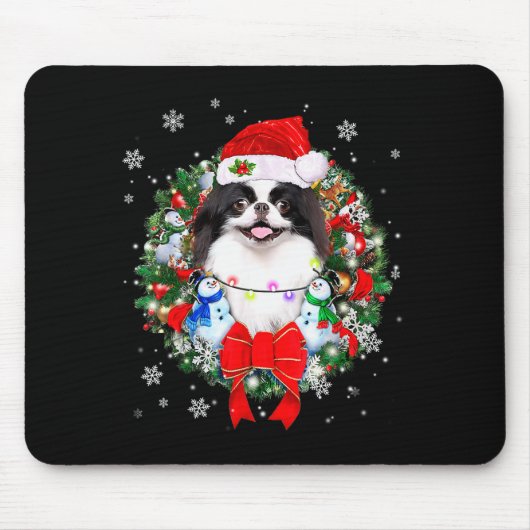 Japanese Chin Christmas Wreath Decoration Xmas Paj Mousepad (Vorne)