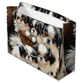 Japanese Chin Love Große Geschenktüte (Rückseite Schrägansicht)