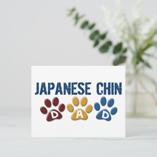 JAPANESE CHIN Vater Paw Print 1 Postkarte (Stehend Vorderseite)