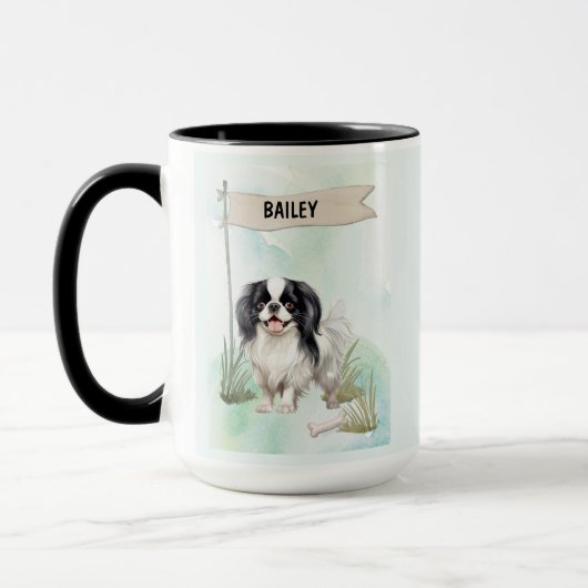 Japanese Chin Watercolor Personalized Dog Tasse (Links)