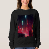 Japanese City Vaporwave Tokyo Night Cityscape Sweatshirt (Vorderseite)