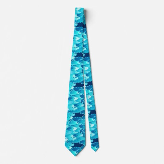 Japanese Clouds, Evening Sky, Turquoise and Indigo Krawatte (Vorderseite)