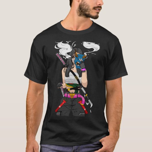 Japanese Cool Samurai Girl T-Shirt (Vorderseite)