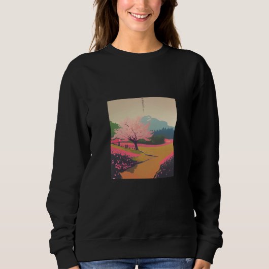 Japanese Countryside Cherry Blossom Tree Sakura Bl Sweatshirt (Vorderseite)