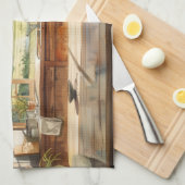 Japanese Countryside Kitchen with Rice Field View Geschirrtuch (Viertel Falte)