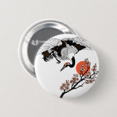 Japanese crane bird and blooming sakura button (Vorne & Hinten)