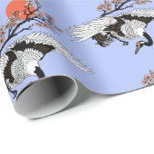 Japanese crane bird and blooming sakura geschenkpapier (Rolleneckpunkt)