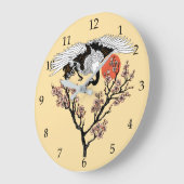 Japanese crane bird and blooming sakura große wanduhr (Winkel)