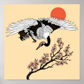 Japanese crane bird and blooming sakura poster (Vorne)