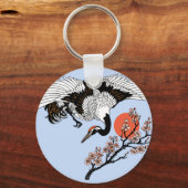 Japanese crane bird and blooming sakura schlüsselanhänger (Vorderseite)